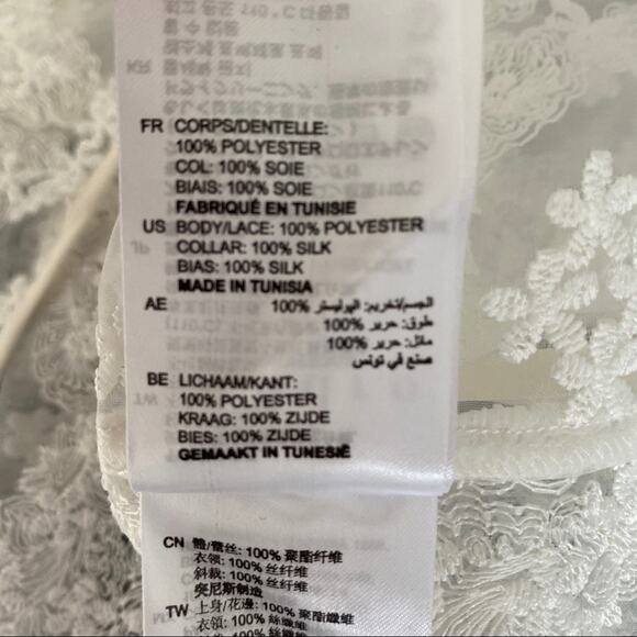 Sandro Paris Victoria White Sheer Lace Ruffle Top - Picture 11 of 12